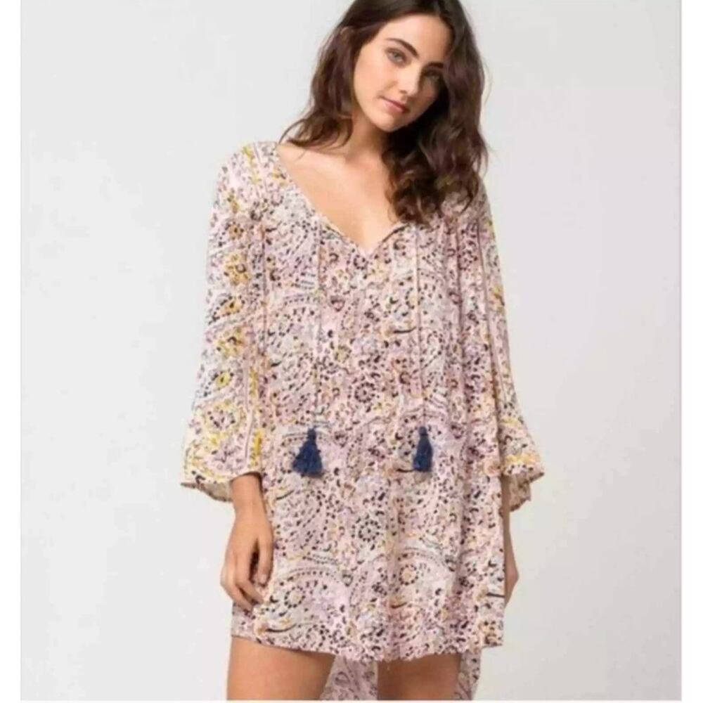 Billabong Take Me Away Tunic Dress M Paisley Boho Chic Coastal Festival Cover U